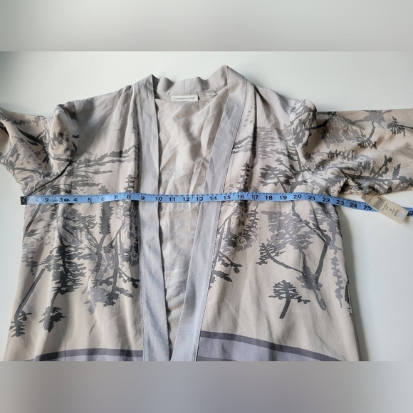 Coldwater Creek Silk Border Print Cardigan Jacket Beige NWT M - Picture 9 of 10